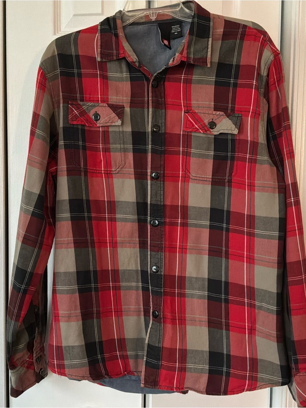 Elements Brand Men's Cotton XL Red, Grey, Black Plaid Long Sleeve Shirt Jacket